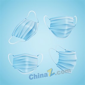 蓝色医用口罩矢量素材